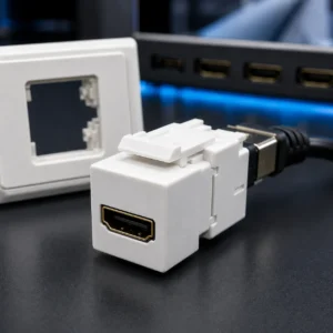 ماژول کیستون HDMI با رابط مادگی HDMI در یک فیس‌پلیت ماژولار