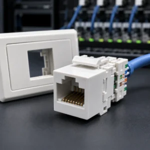 کیستون شبکه RJ45 ماژولار با پورت اترنت در یک فیس‌پلیت Keystone
